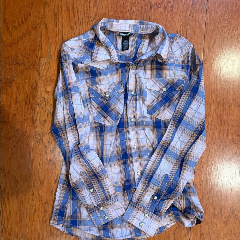 Wrangler- Western Blue Plaid Shirt
